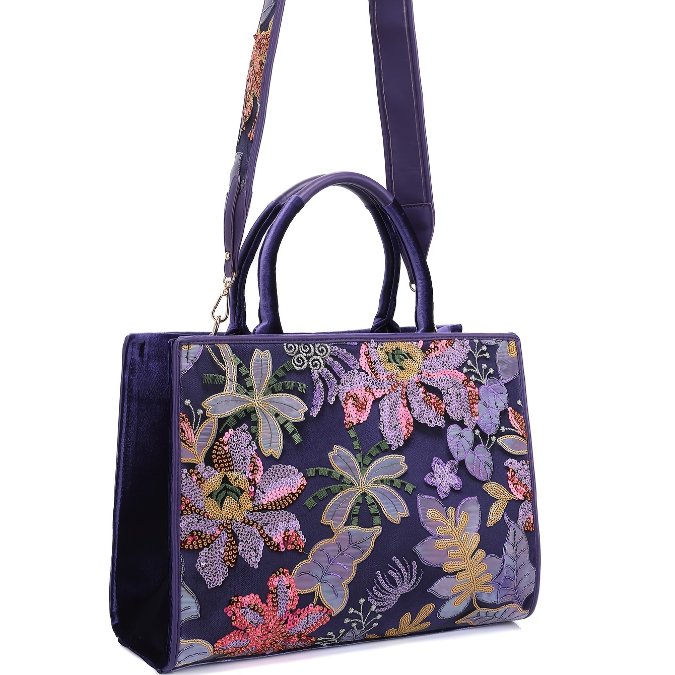 Embroidery Flower Pattern - Bolso de mano con patrón de