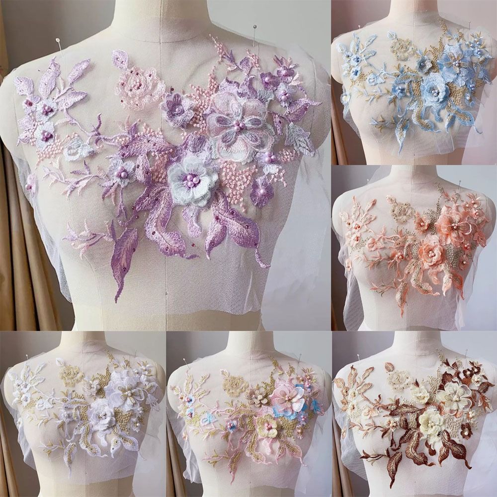 Embroidery Flower Pattern - Telas de encaje con cuentas de