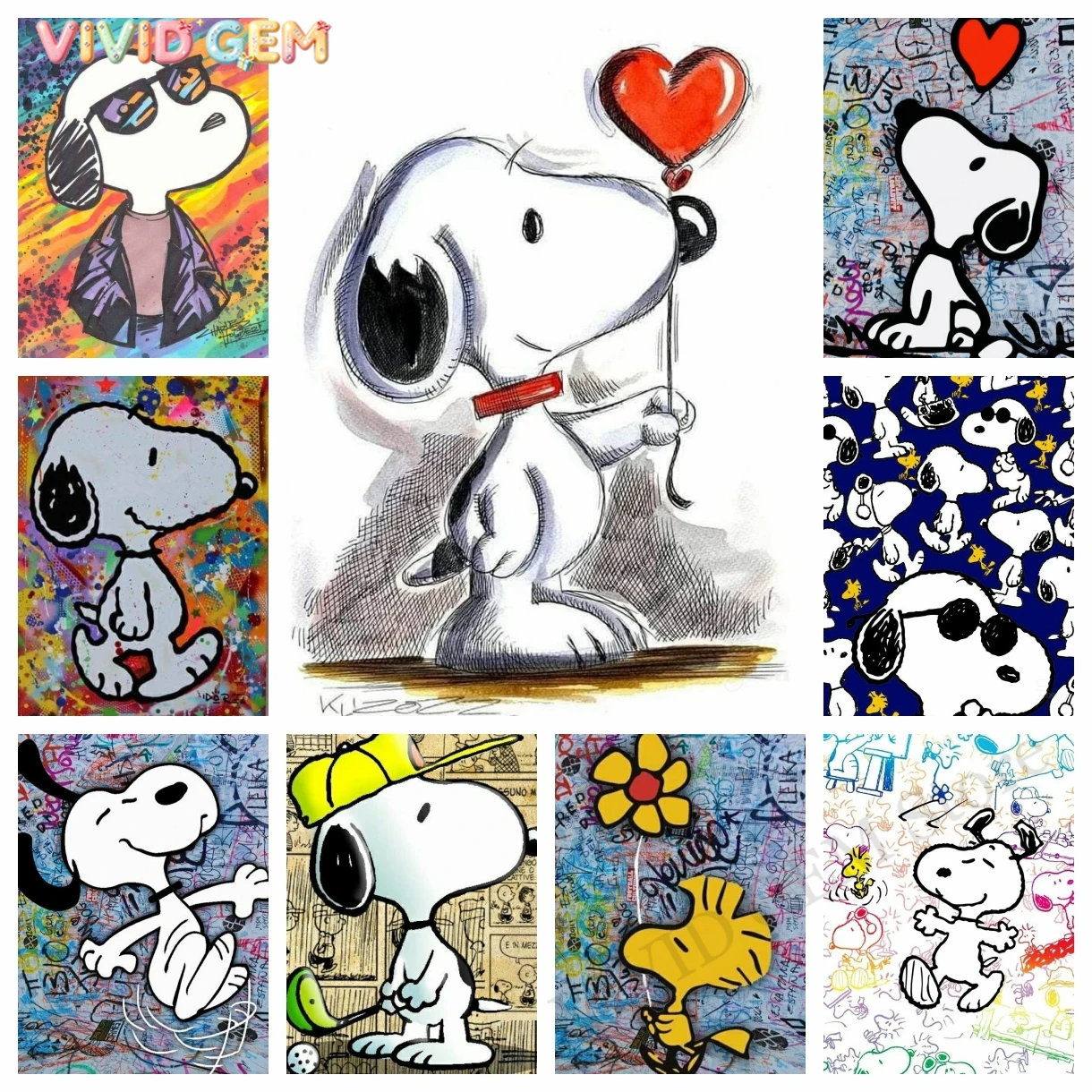 Embroidery Ideas - VIVID GEM Kawaii Graffiti Snoopy Dibujos