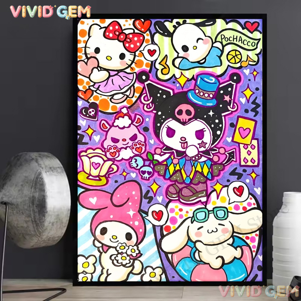 Embroidery Wall Art - VIVID GEM Sanrio Bordado de Diamantes