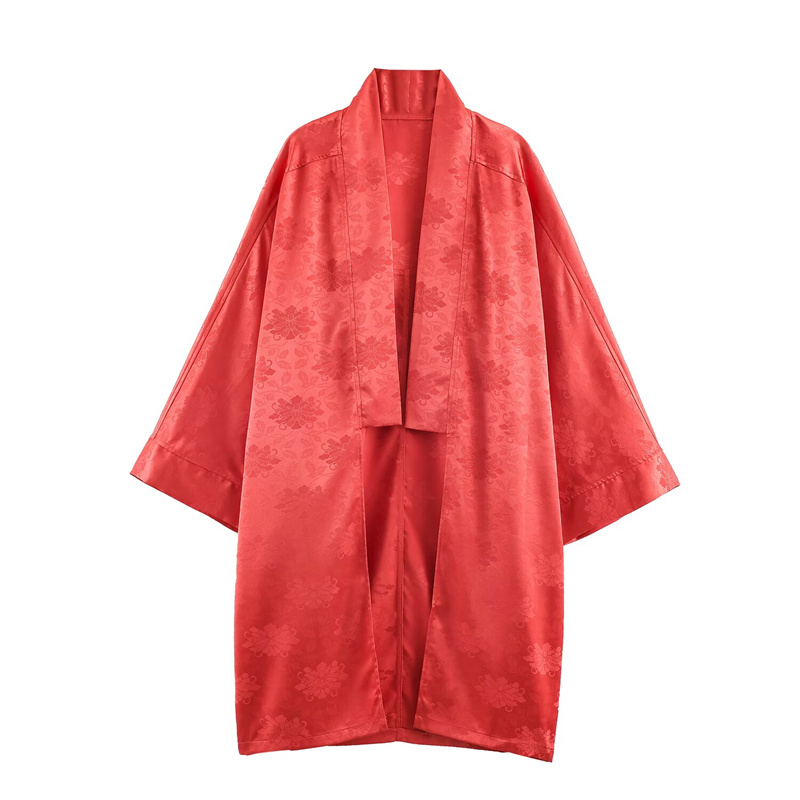 Kimono de Satén con Estampado  - Embroidery A reseña y precio