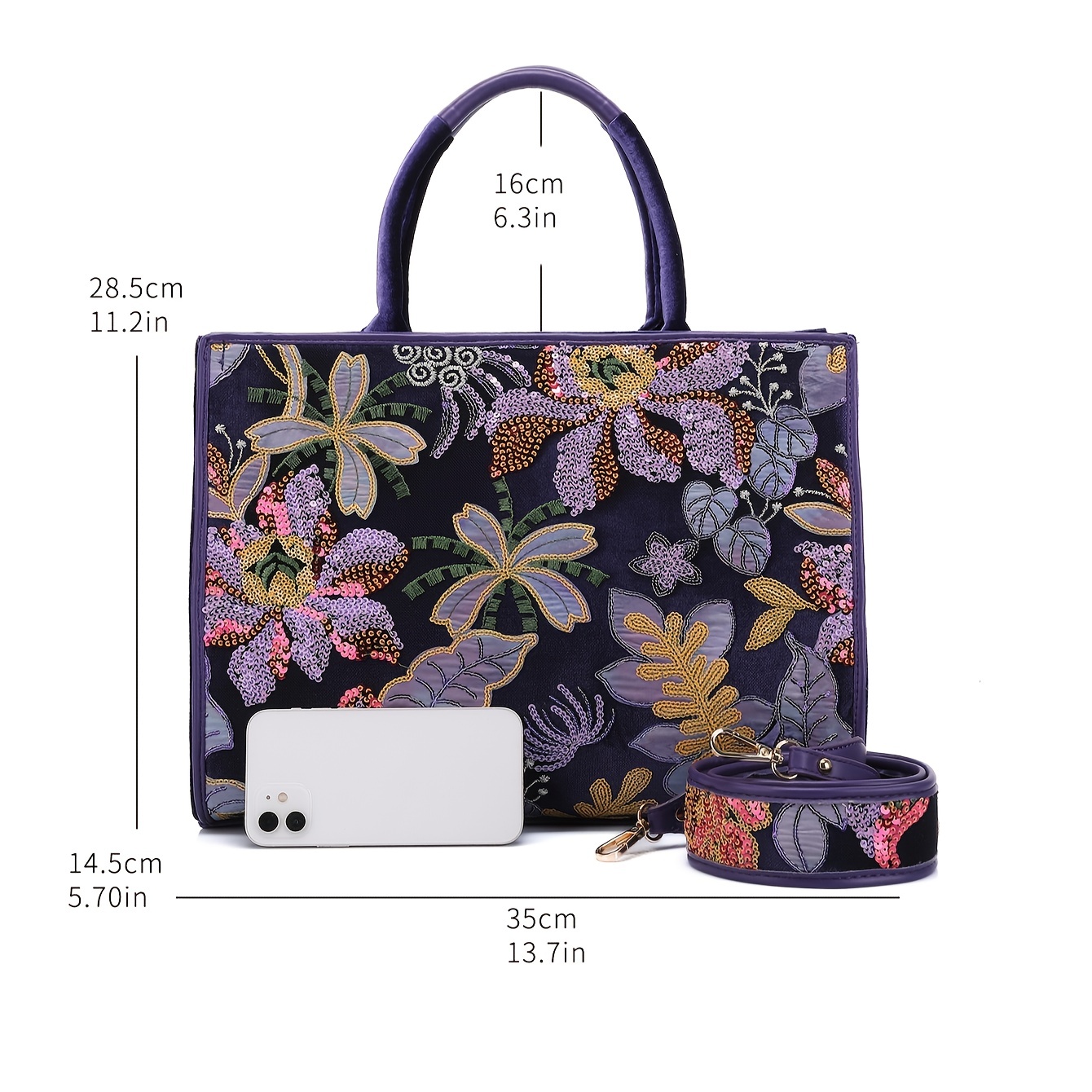Bolso de mano con patrón de le - Embroidery Flower Pattern reseña y precio