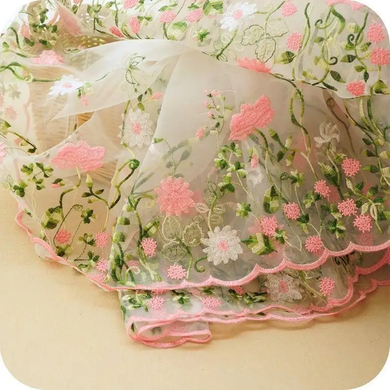 Hermosa tela de encaje de Orga - Embroidery Organza reseña y precio