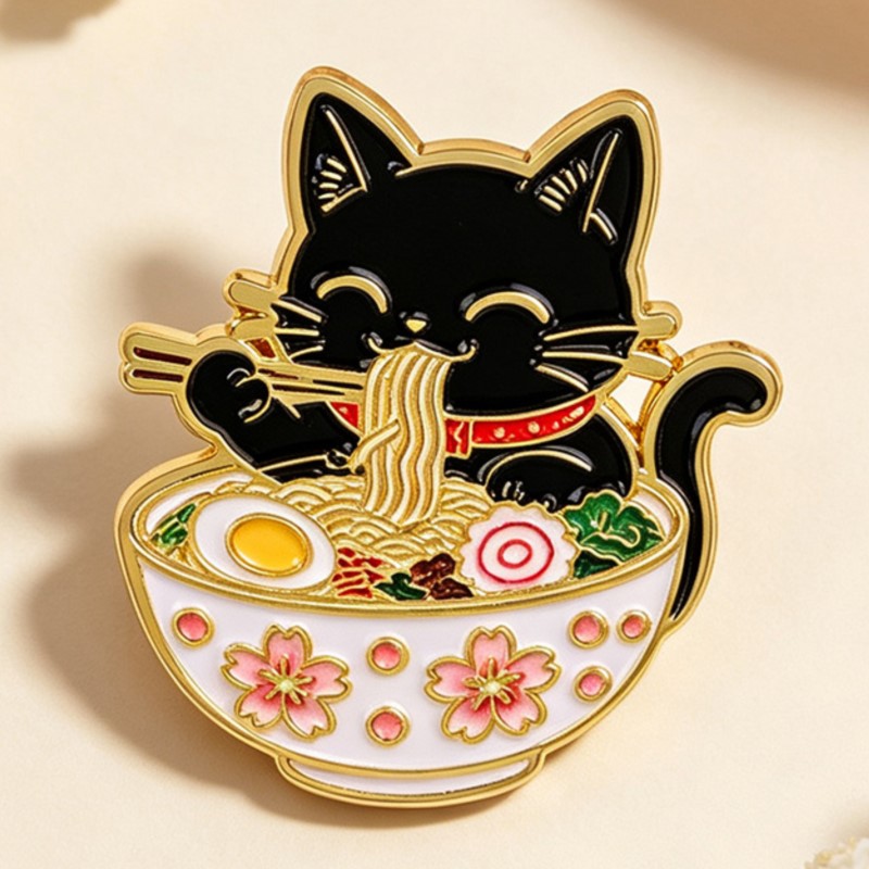 Lindo Pin Esmaltado de Gato Ne - Embroidery Wallpaper reseña y precio